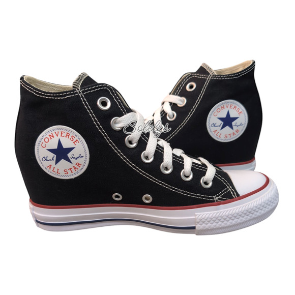 Converse 2016 RARE CTAS Lux Mid Hidden Wedge Black White Canvas Sneaker Womens 7 - Picture 1 of 12